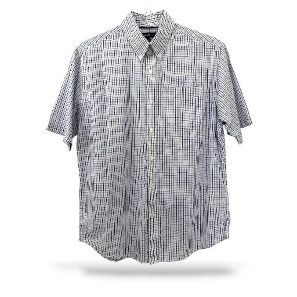 Men's Medium Short Sleeve Plaid Button Down Shirt Casual